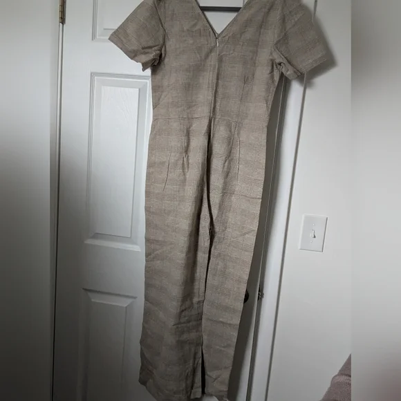 Cotton/Linen Gingham Jumpsuit S On Blue - Picture 2 of 4